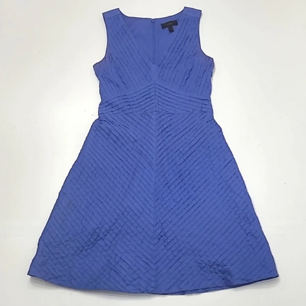 J. Crew Chevron Dress Pleated A Line Plunging V-Neck Sleeveless Above Knee Sz 6